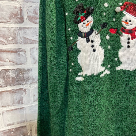 Karen Scott Festive Green Snowman Sweater - Picture 5 of 9
